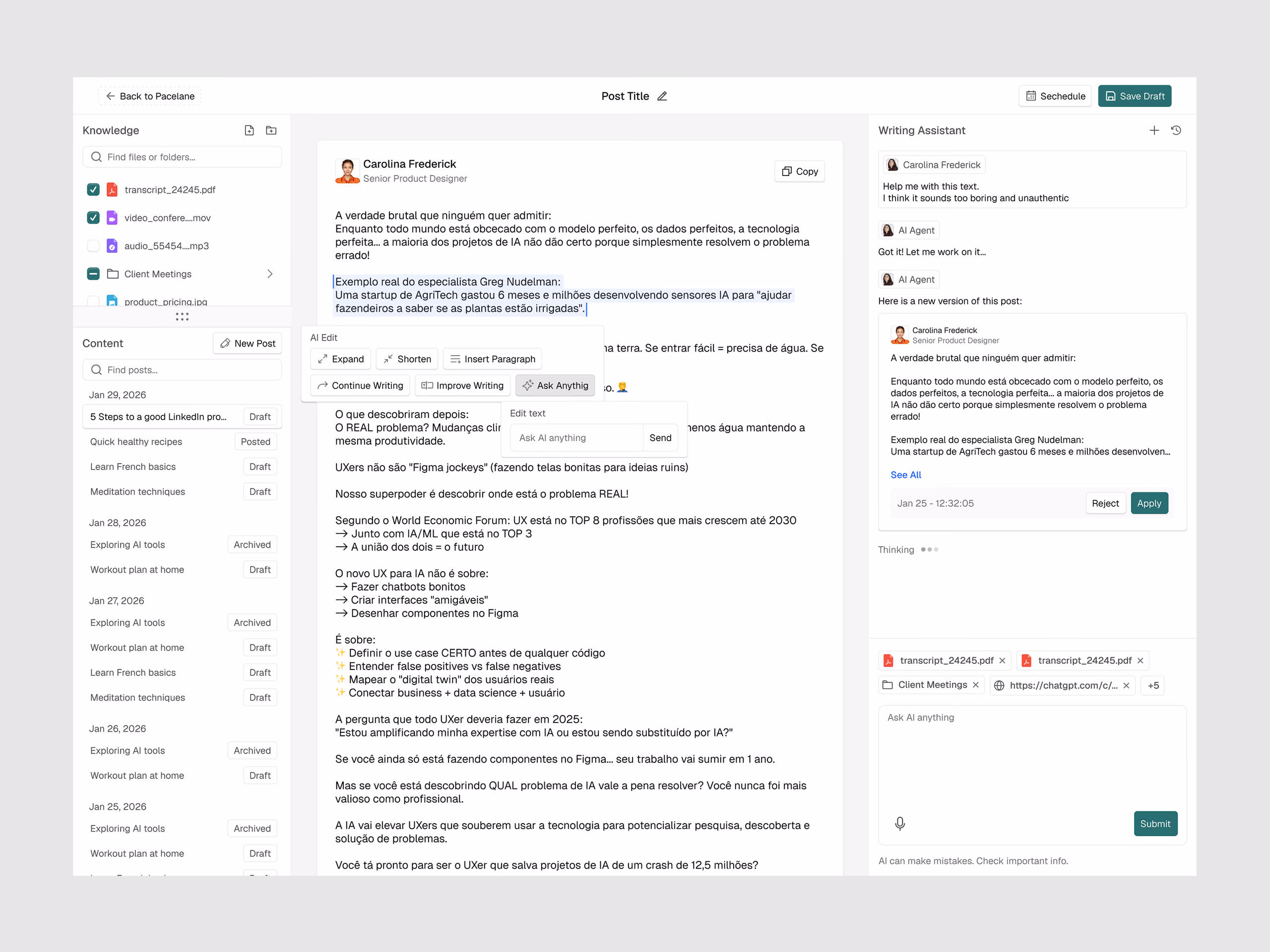 Pacelane.ai — Co-founder (CPO), Product and Brand Designer work, image 2 of 40